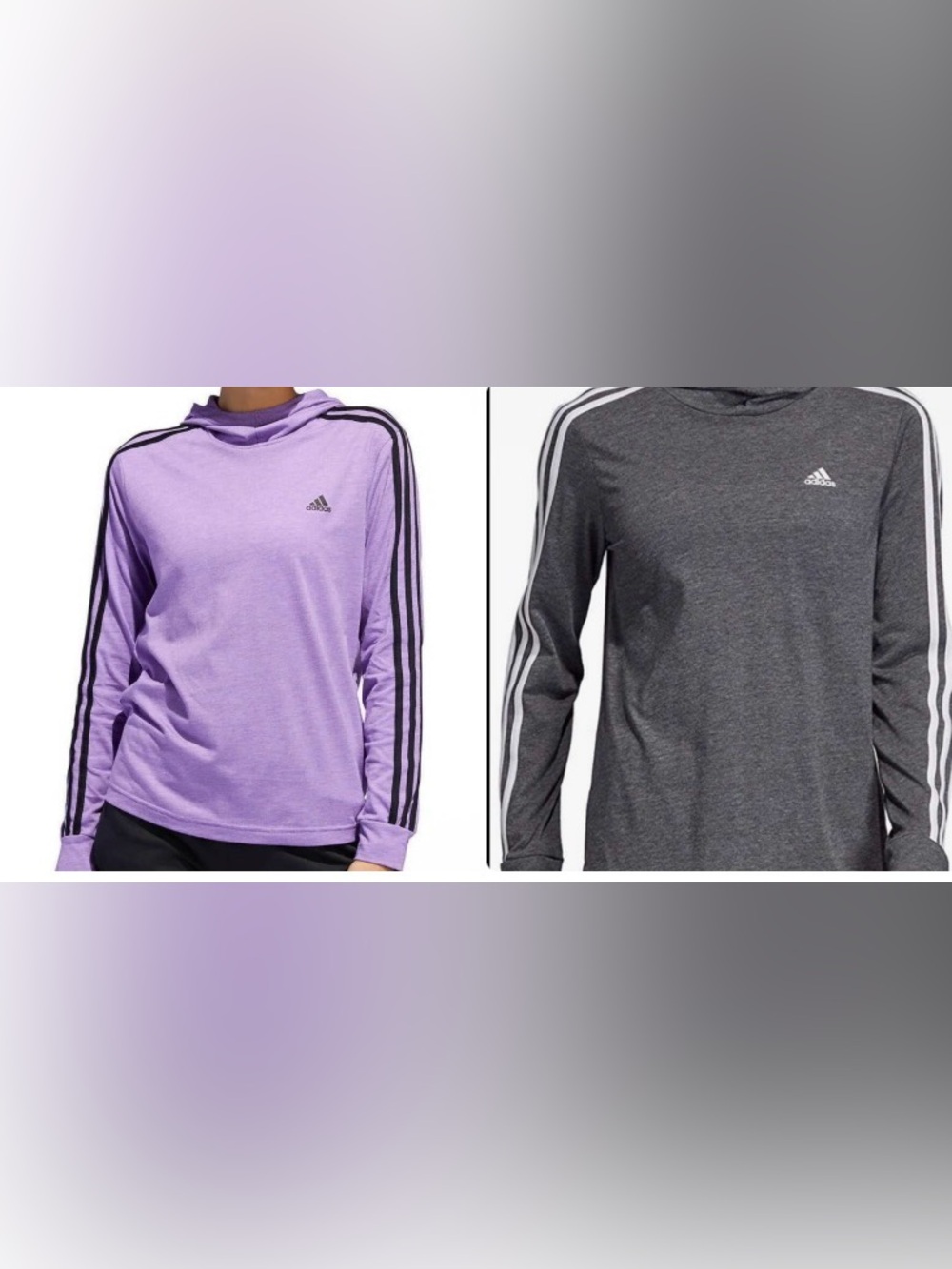 adidas Climalite 💜🩶 Long Sleeve Hooded Cowl Neck Tee Bundle of 2 💜🩶- L